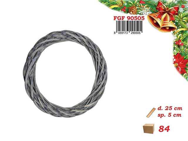 corona legno 25x5cm grigia
