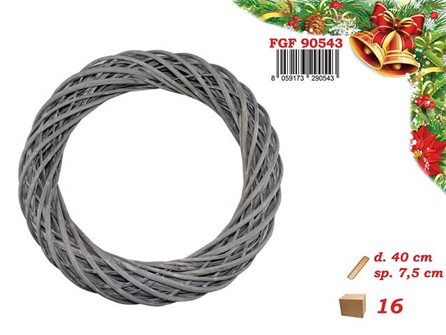 corona legno 40x7,5cm grigia