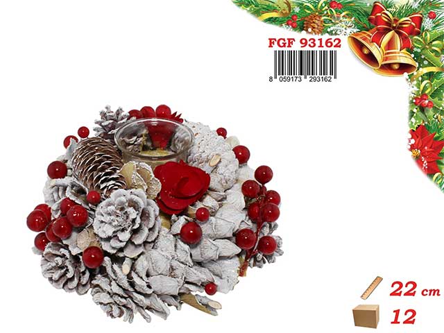 porta candela 22x9 con decorazione naturali
