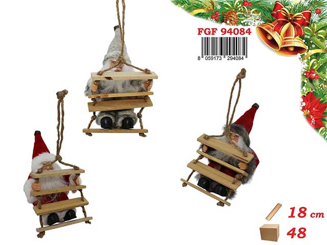 Pendente natalizio babbo natale su scala 18cm