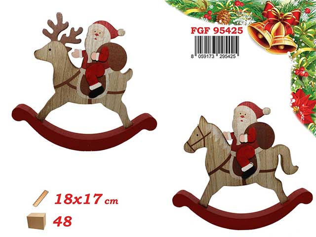 babbo nat.18x17cm legno s/cavallo/renna