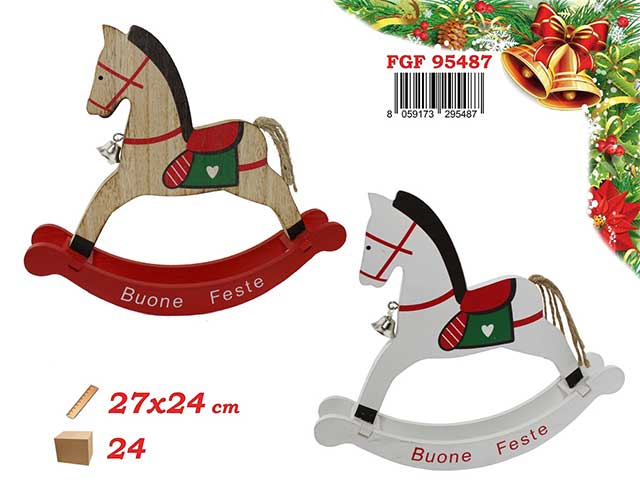 cavallo dondolo legno 27x24cm