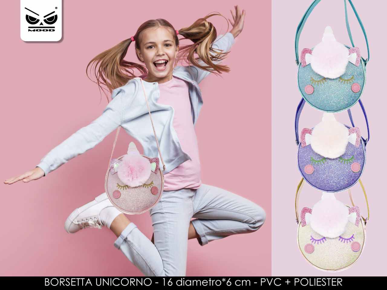 borsetta a tracolla unicorno con glitter