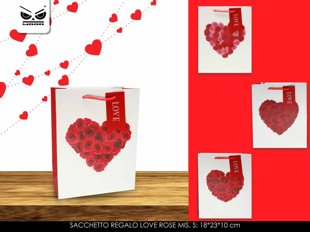 Sacchetto regalo love rose misura s