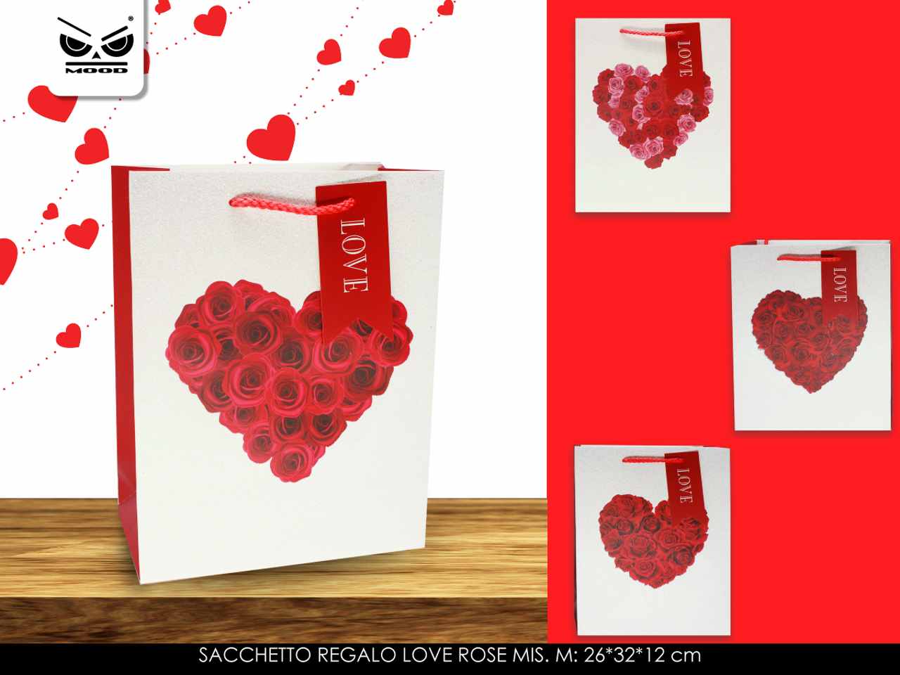 Sacchetto regalo love rose misura m