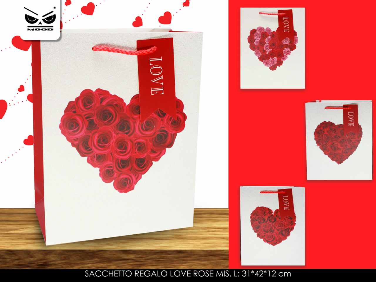 Sacchetto regalo love rose misura l