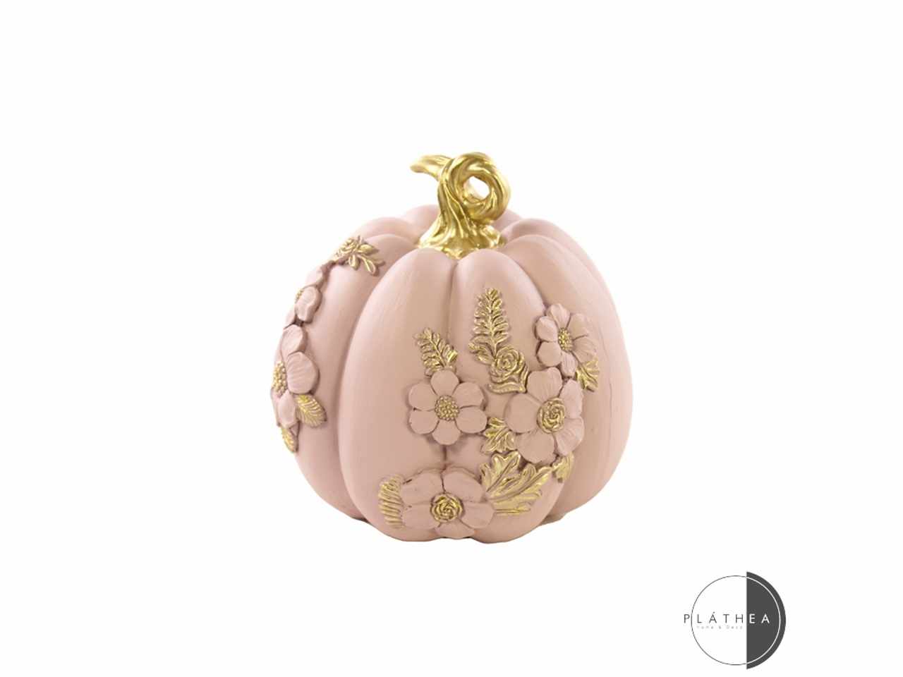 Zucca rosa decorata d.16x15cm in  resina