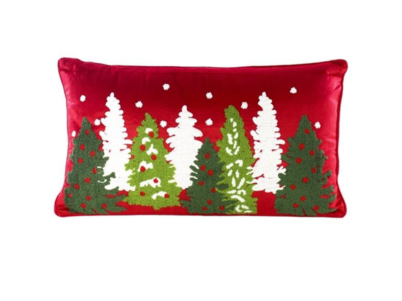 Cuscino natalizio decorazione alberi misura 60x35cm in poliestere