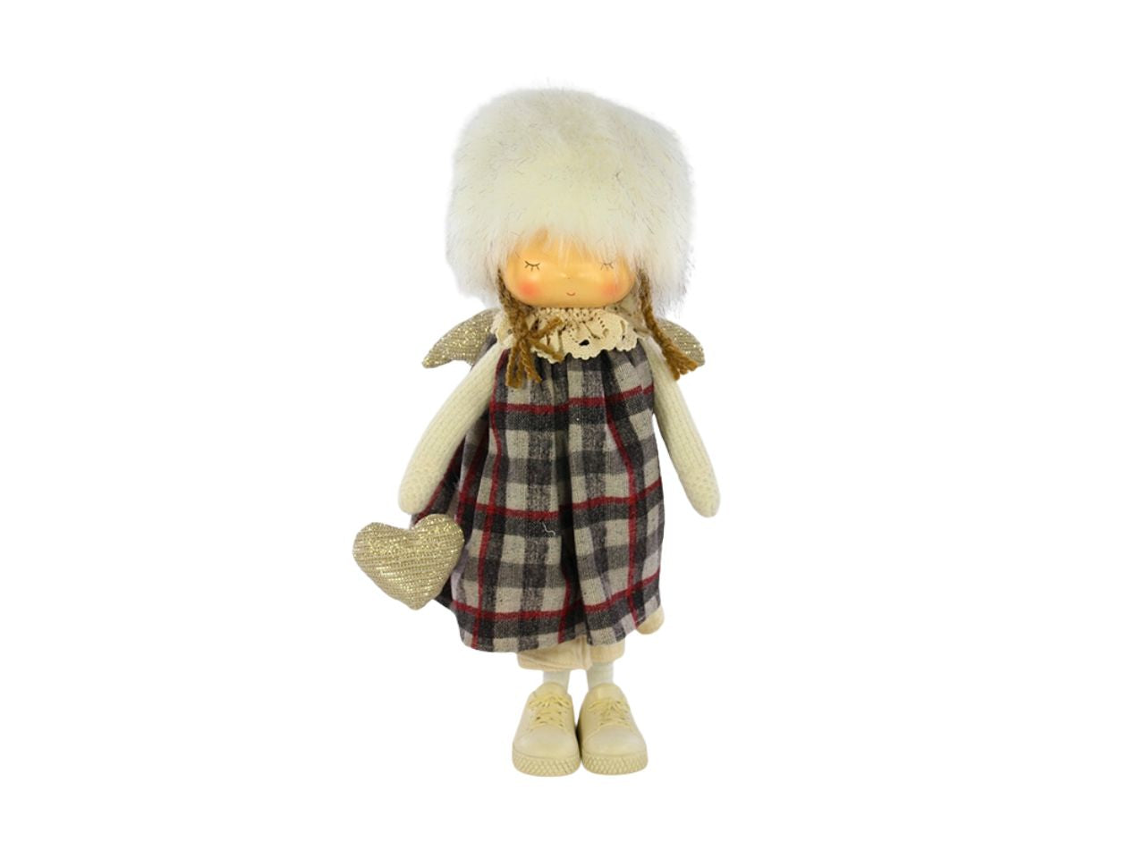 Bambina scozzese con cuore h.38cm in poliestere