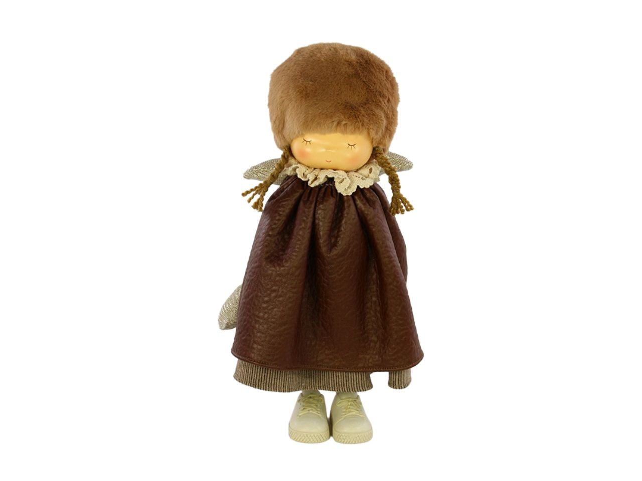 Bambina marrone con cuore h.37cm poliestere