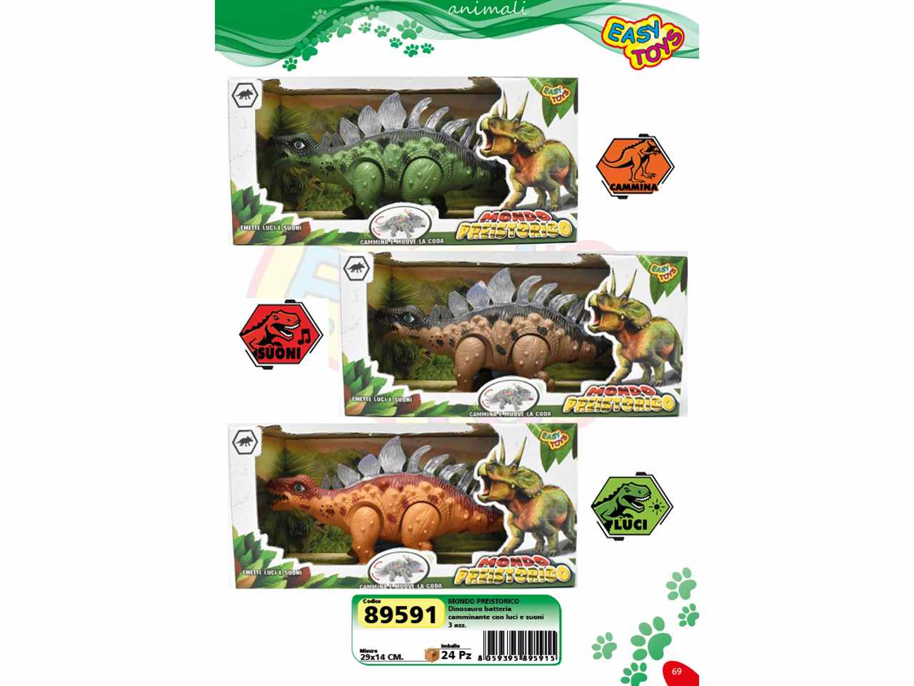 dinosauro luci e suoni 29x14cm 89591