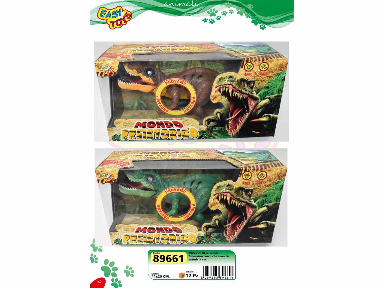 animali dinosauro c/luci 89661