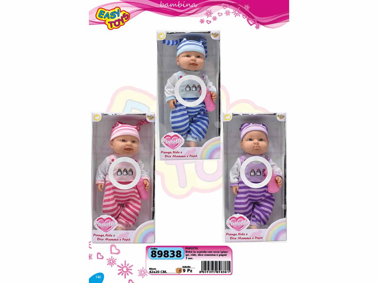 bebe' c/voce e 3 vestiti ass.89838