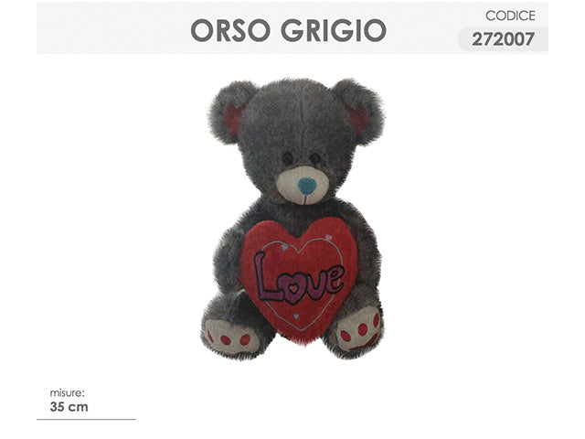 peluche orso grigio 35cm 272007