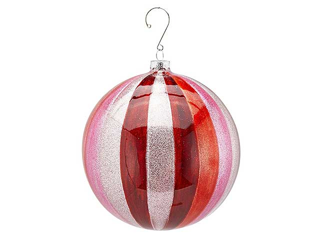 Palline natalizie righe burgundy in vetro diametro 15cm
