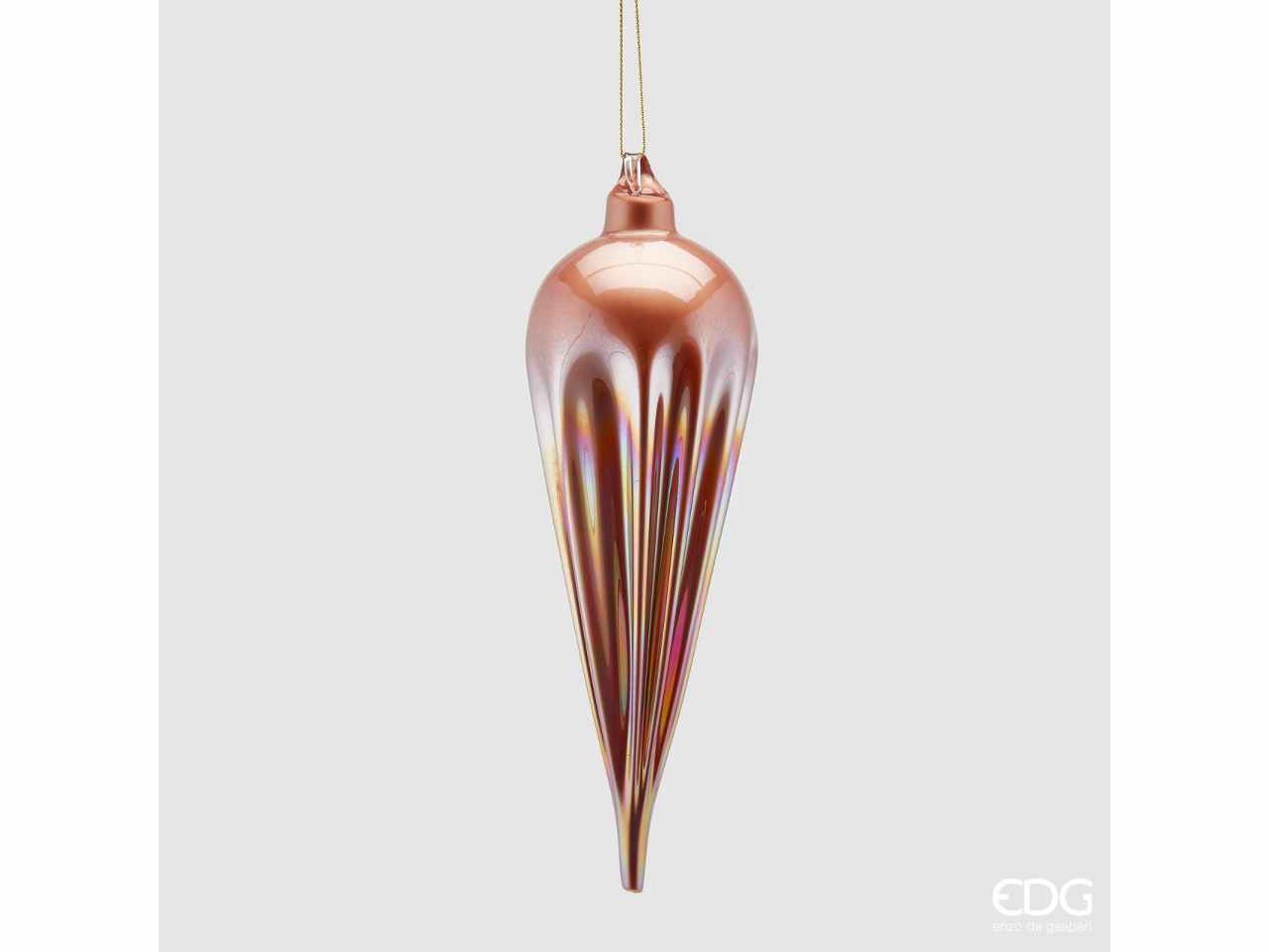 pendente goccia in vetro h.24cm rosa