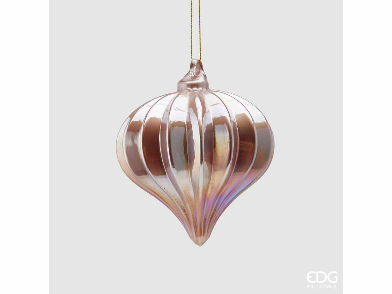 palla a forma di trottola in vetro d.10cm mauve
