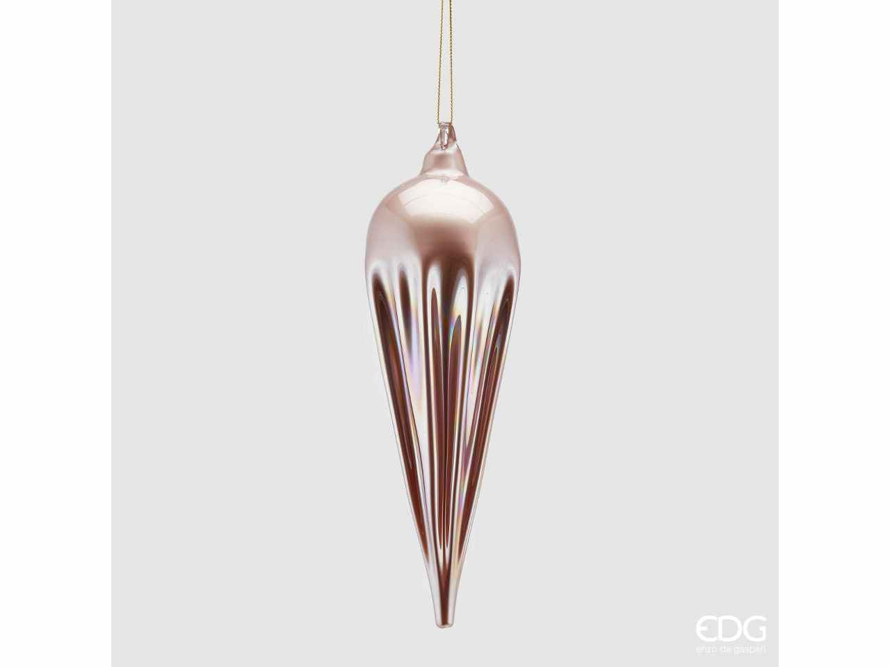 pendente goccia in vetro h.24cm mauve
