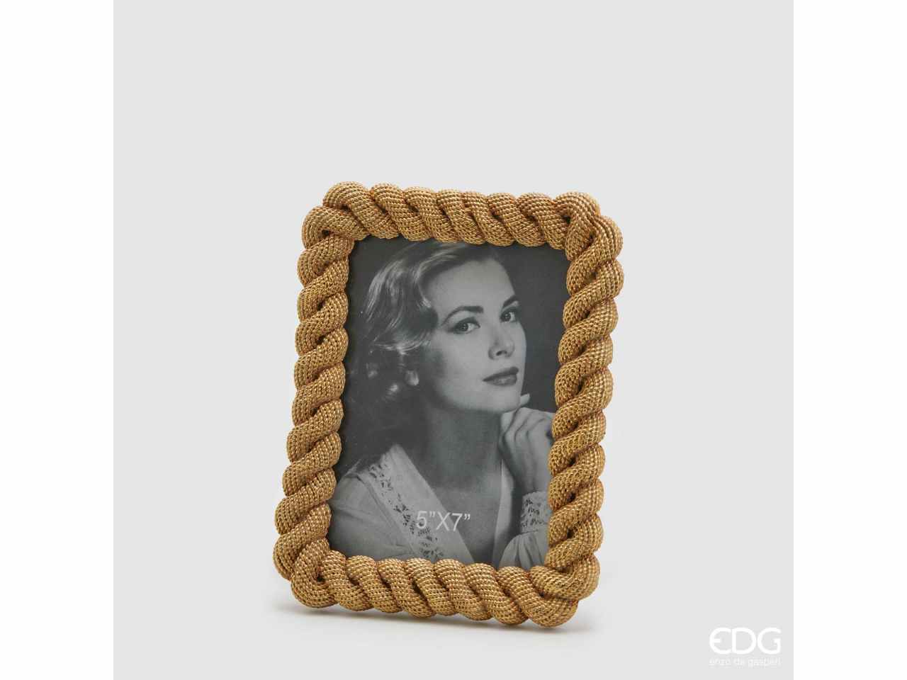 Portafoto corda 21x17cm oro