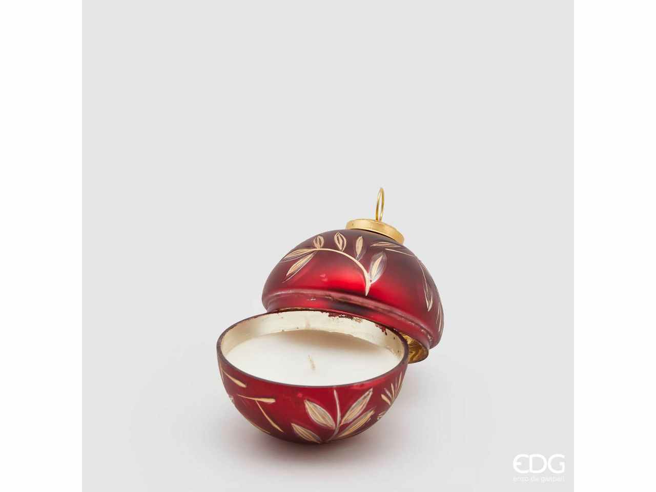 Sfera in vetro d.8cm rossa con candela