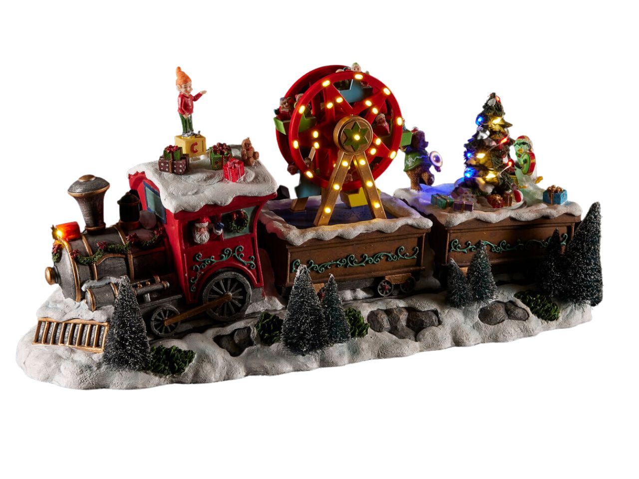 Giostrina treno con lunapark e led misura h.23x47x16cm