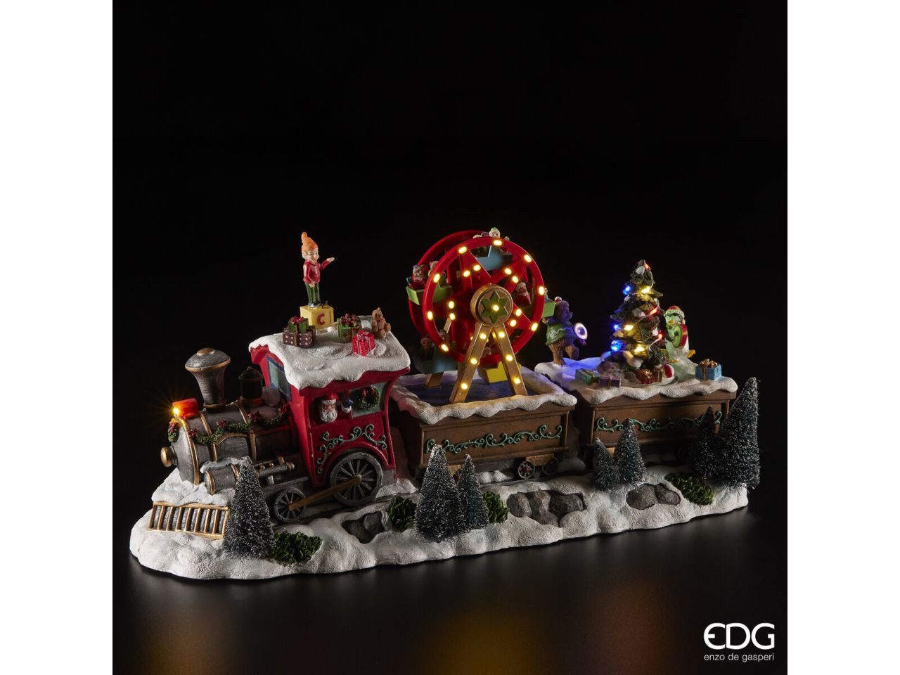 Giostrina treno con lunapark e led misura h.23x47x16cm
