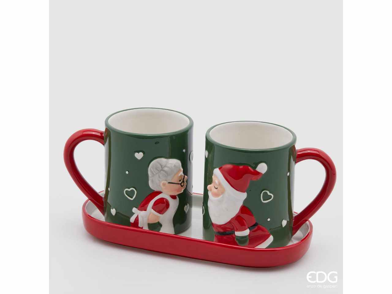 Tazza bacio 2 pezzi con vassoio h.12x25x12cm