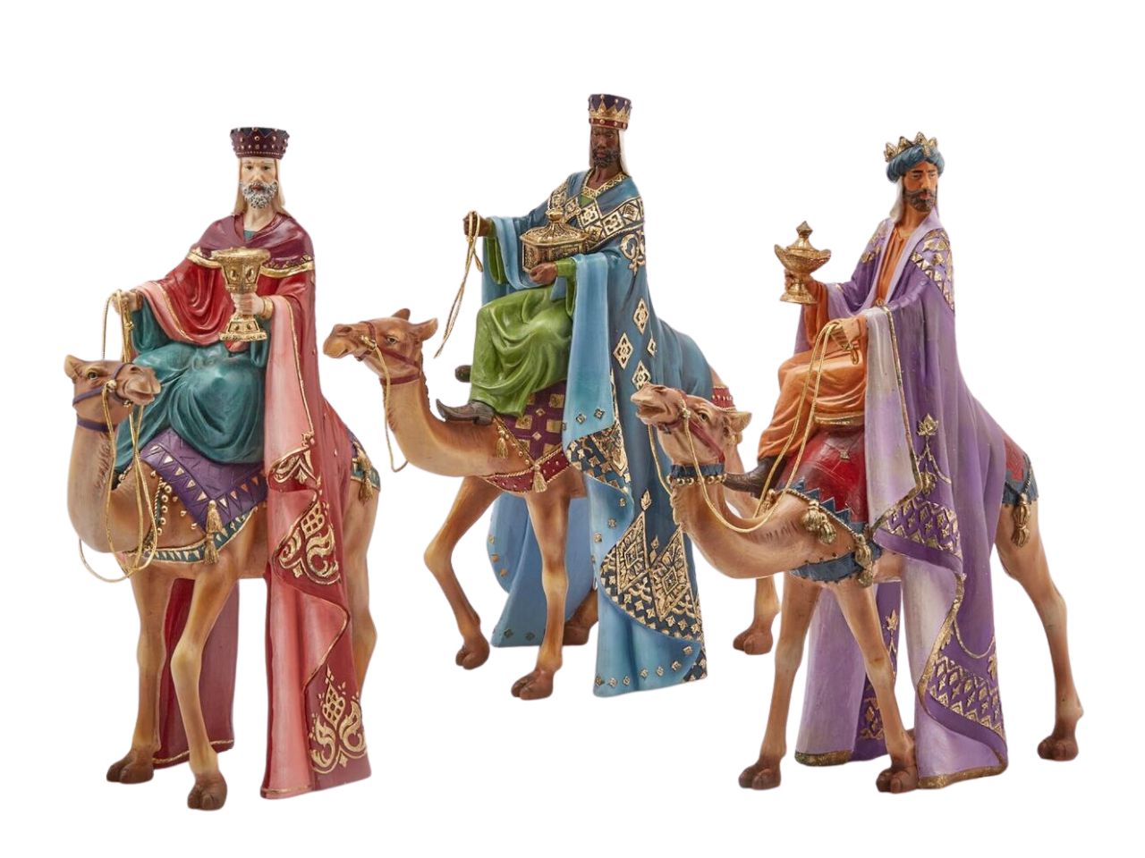 Re magi in poliresina misura h.46cm - la confezione comprende 3 soggetti