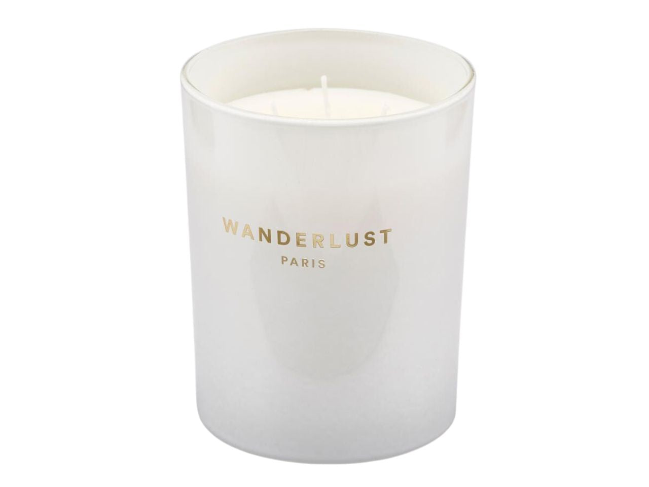 Candela profumata wanderlust paris 470gr altezza 12,5cm diametro 10cm fragranza black vanilla con 3 stoppini e scatola regalo