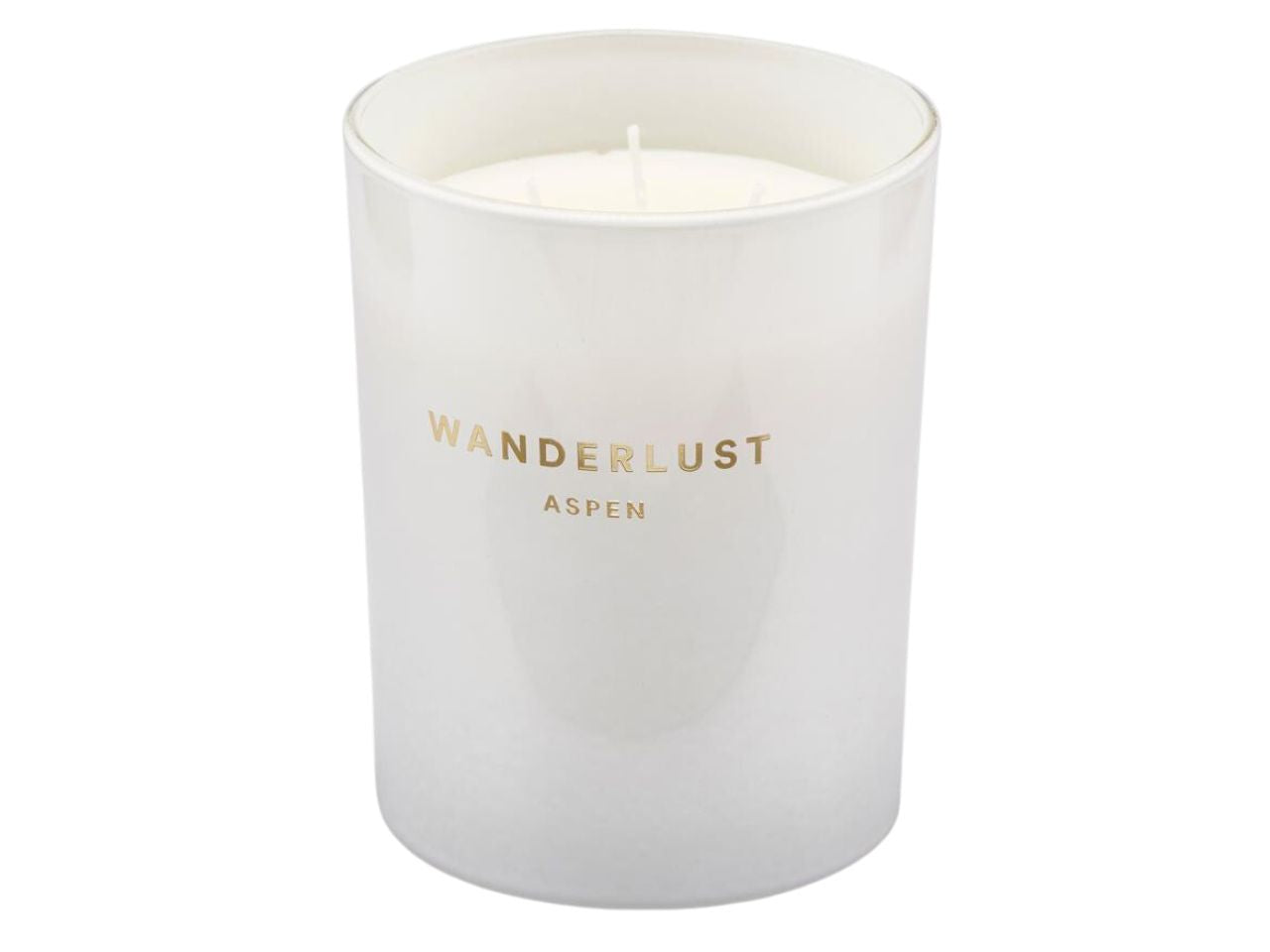 Candela profumata wanderlust aspen 470gr altezza 12,5cm diametro 10cm fragranza black forest con 3 stoppini e scatola regalo