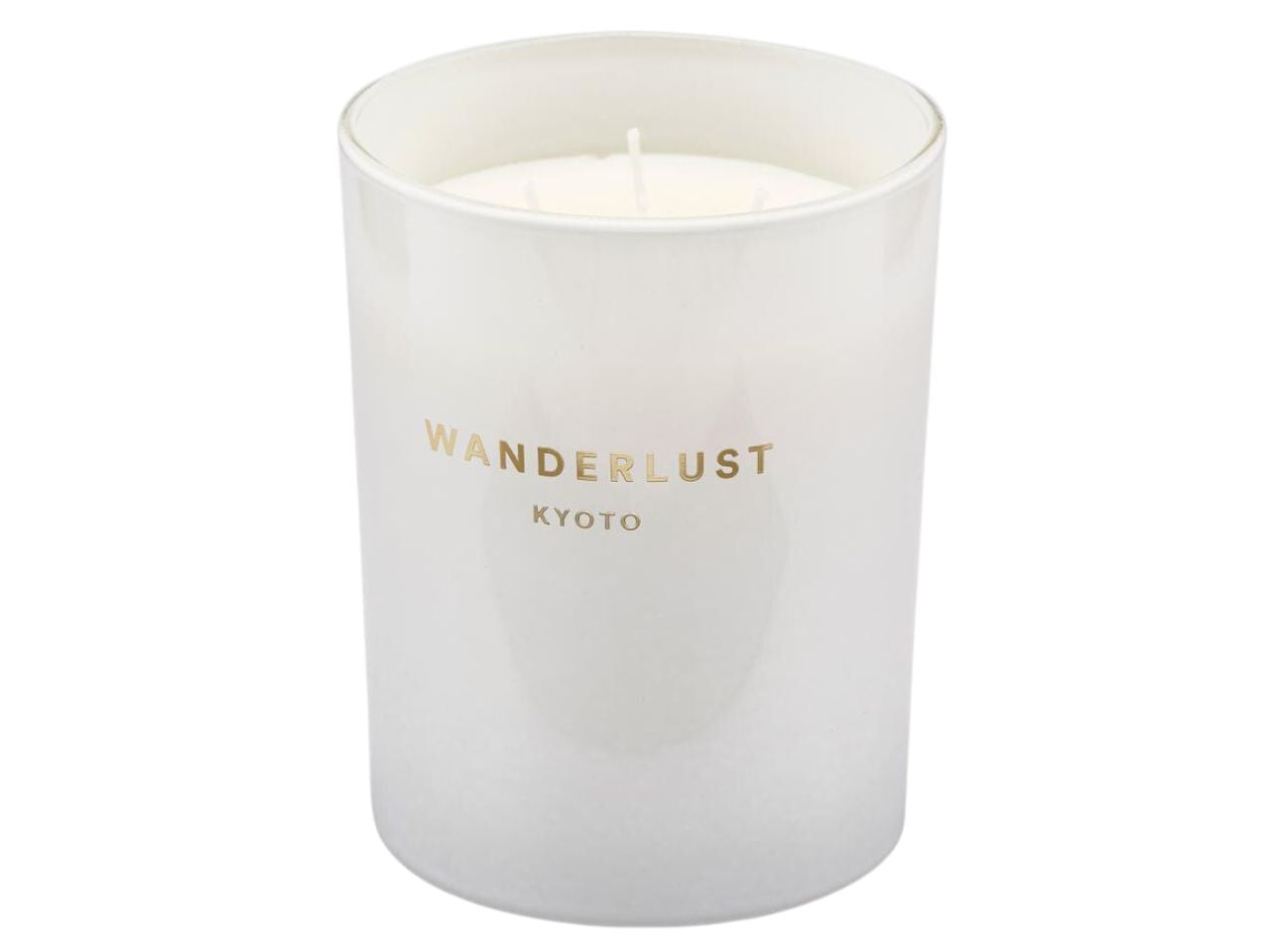 Candela profumata wanderlust kyoto 470gr altezza 12,5cm diametro 10cm fragranza lotus jasmine con 3 stoppini e scatola regalo