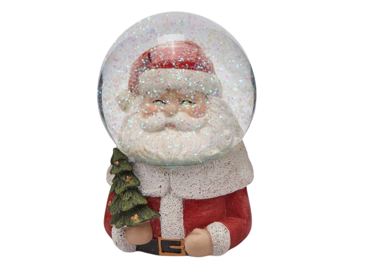 Sfera acqua con babbo natale e albero di natale misura h.14xd.10cm colore bianco e rosso