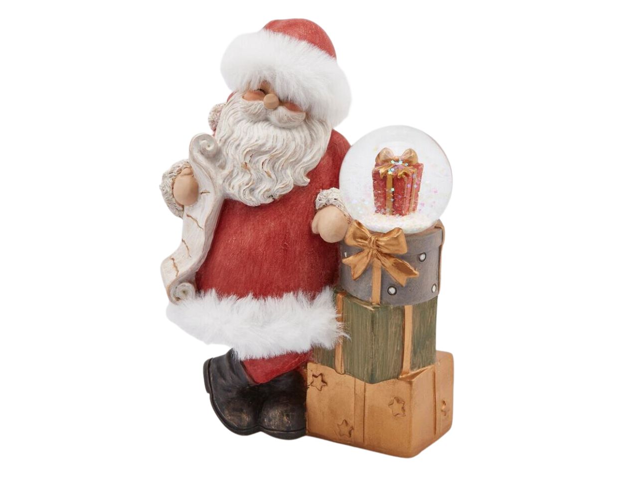 Sfera acqua con babbo natale e regali misura h.17cm colore bianco e rosso