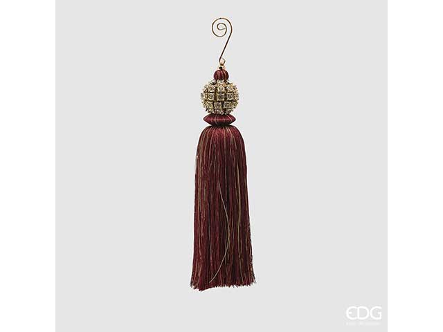 Pendente natalizio nappa con sfera burgundy 23cm