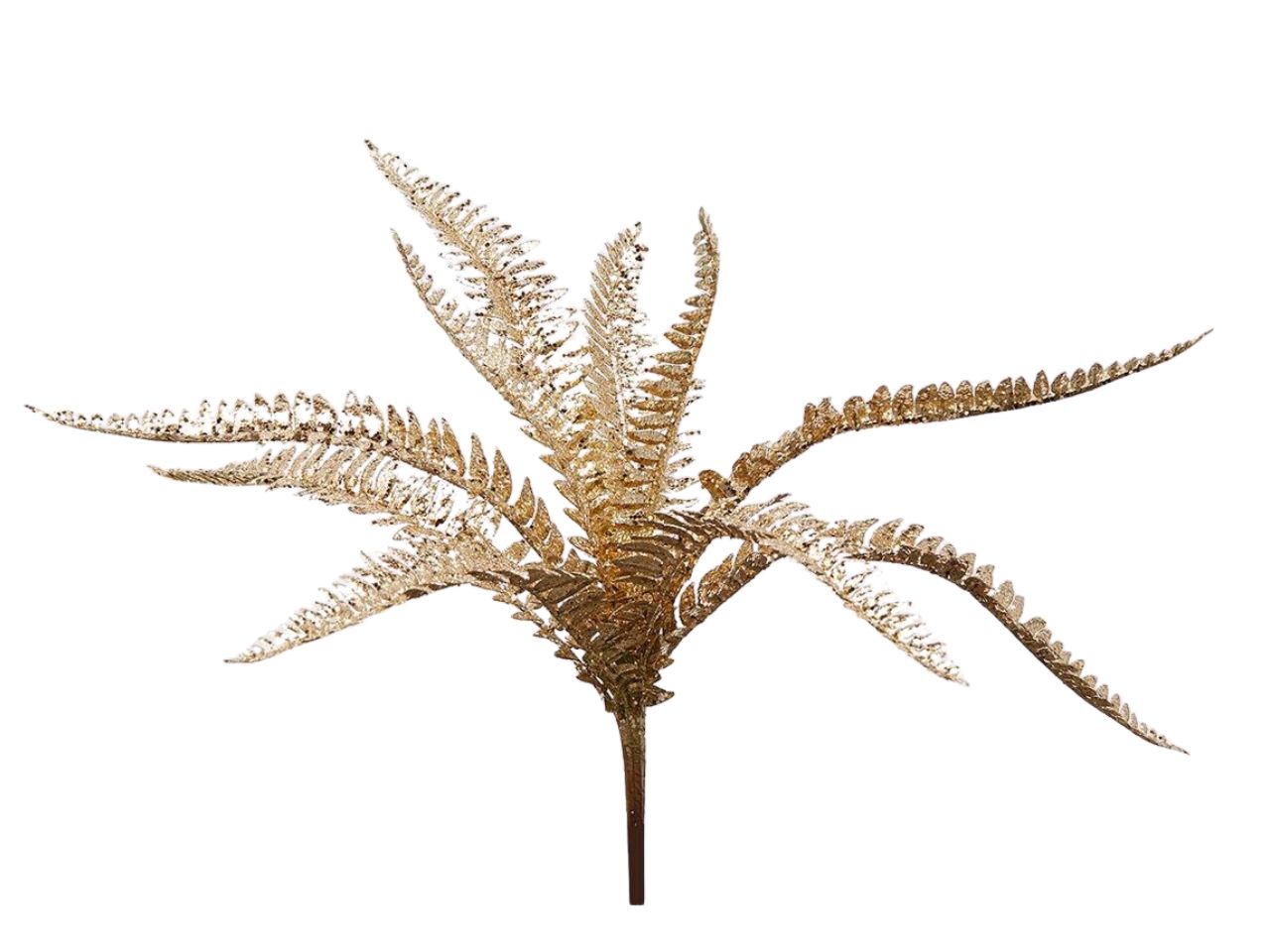 Felce ramo west con glitter misura h.38cm colore oro