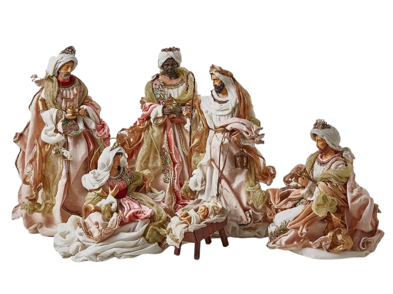 Nativita in tessuto con re magi misura h.46cm - la confezione comprende 6 soggetti