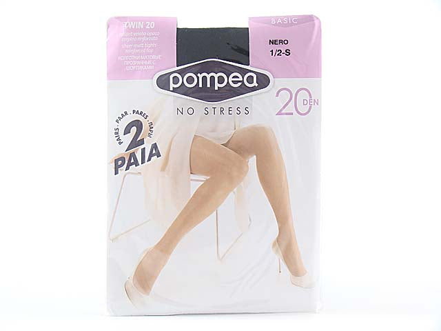 Pompea collant twin 20 den nero tg.s 2 pezzi