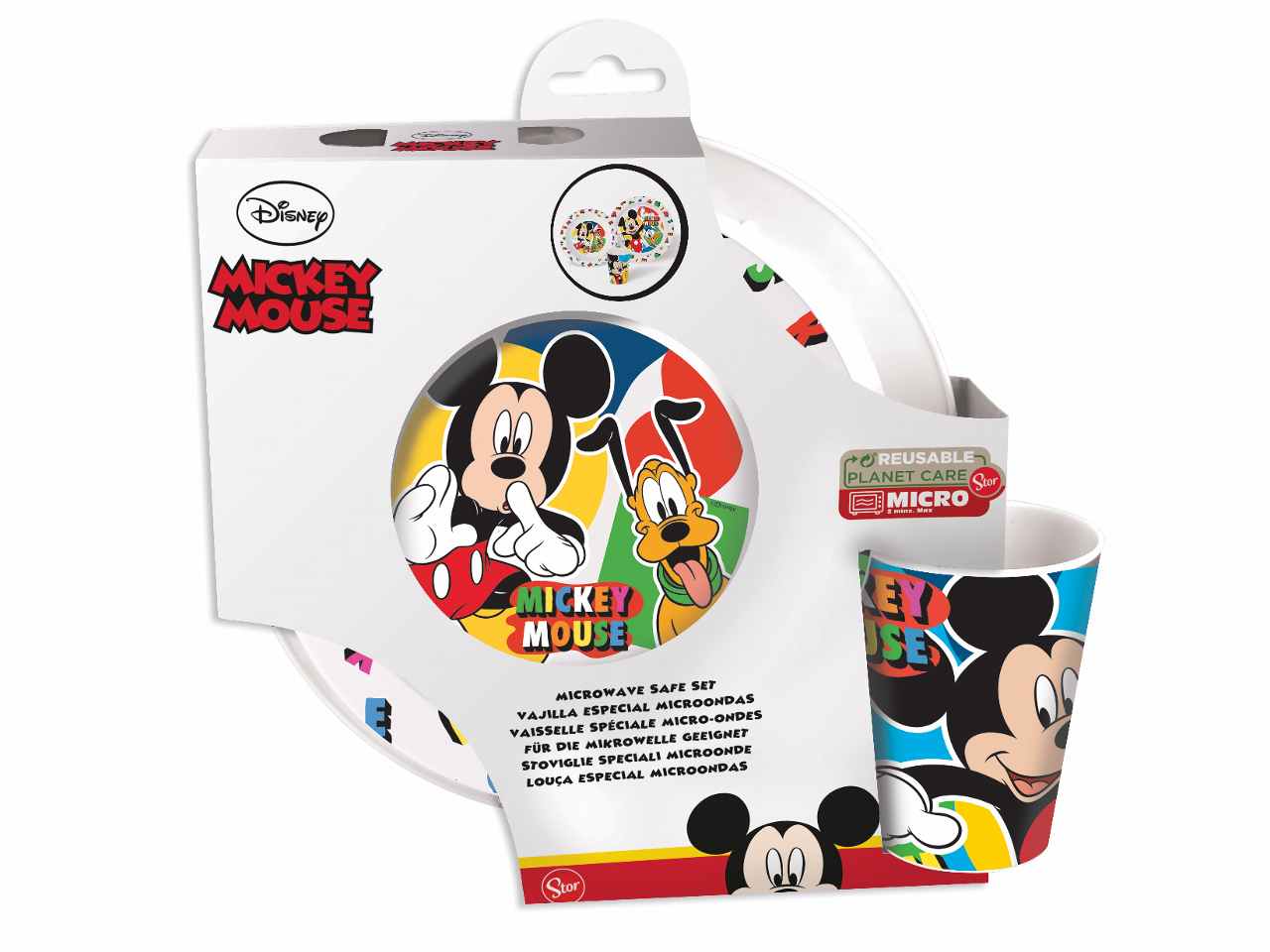 Mickey set da 3 pezzi comprende 2 piatti con bicchiere per microonde