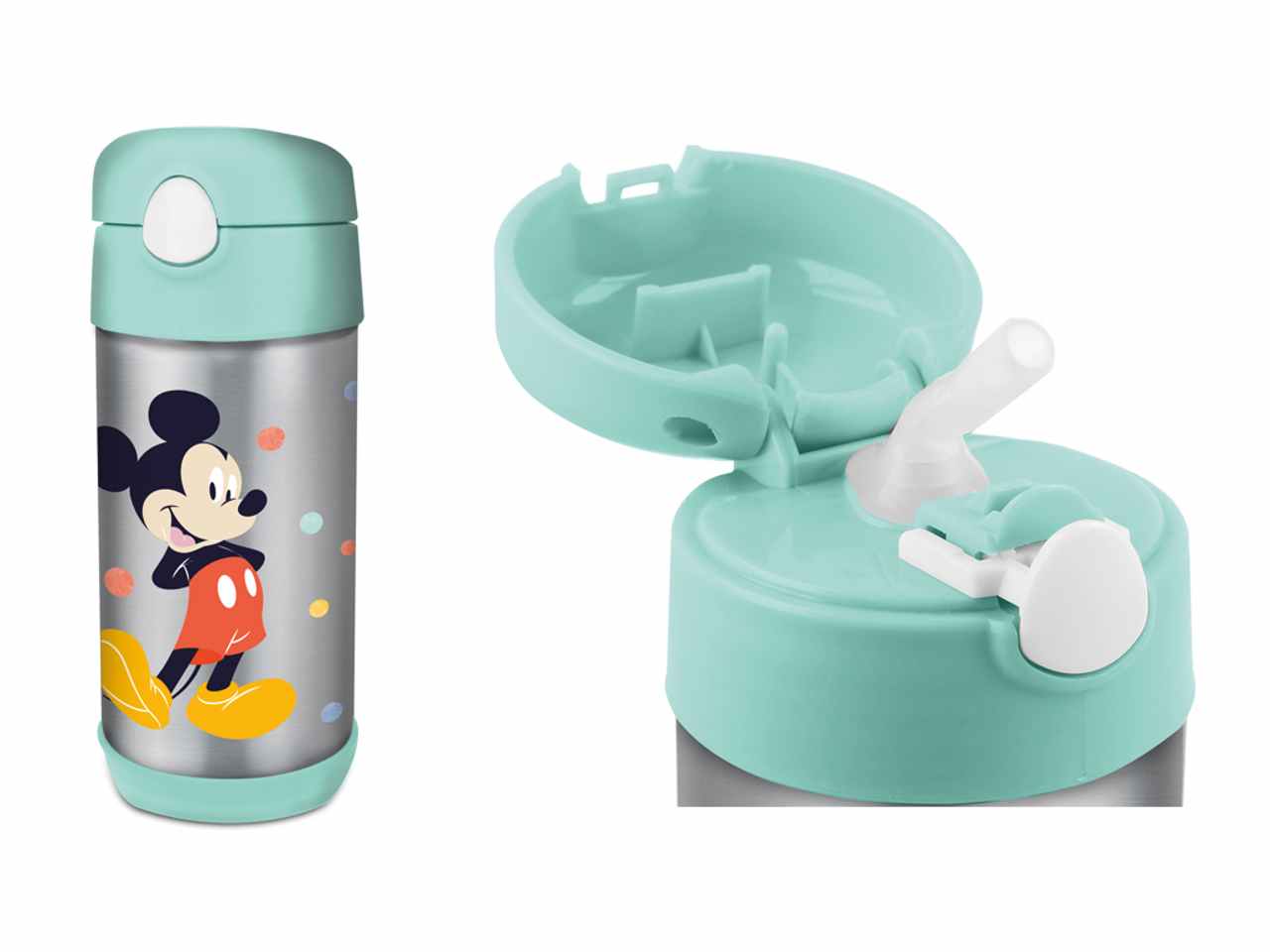 Mickey borraccia in acciaio pop up con cannuccia da 530ml