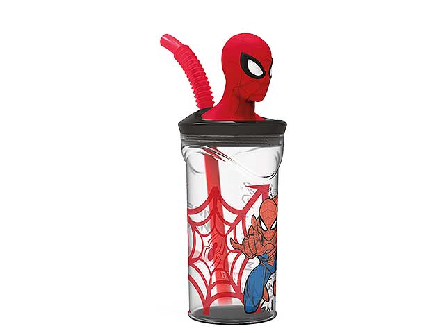 Spiderman bicchiere c/cannuccia 3d st51366
