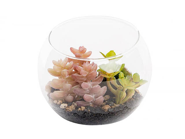 Vaso con fiori vetro pvc 9x9 ja-130286
