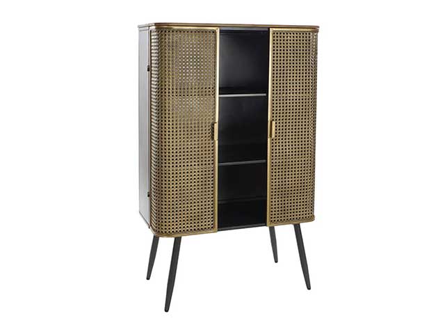 Libreria metallo con ante dorate 78,5x39x133cmmb176172