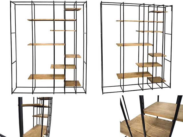 Libreria metallo e legno 140x33x180cm mb178720