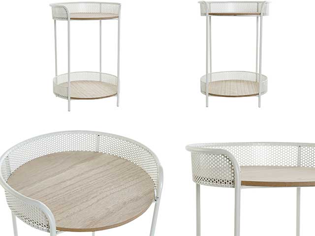 Tavolino metallo 2 ripiani 35x35x48 beige mb178910