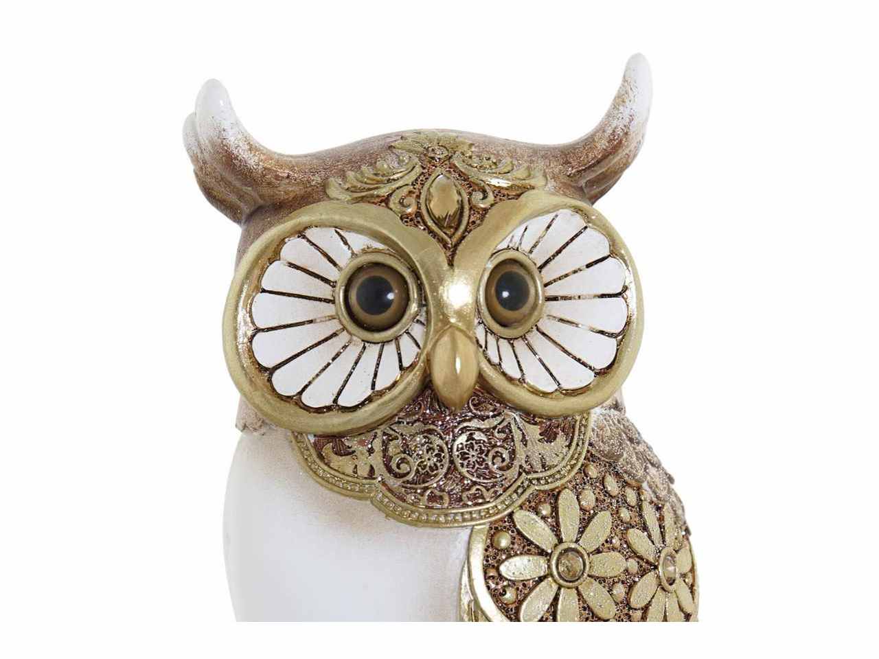 Figura resina 10x7x17cm gufo dorato