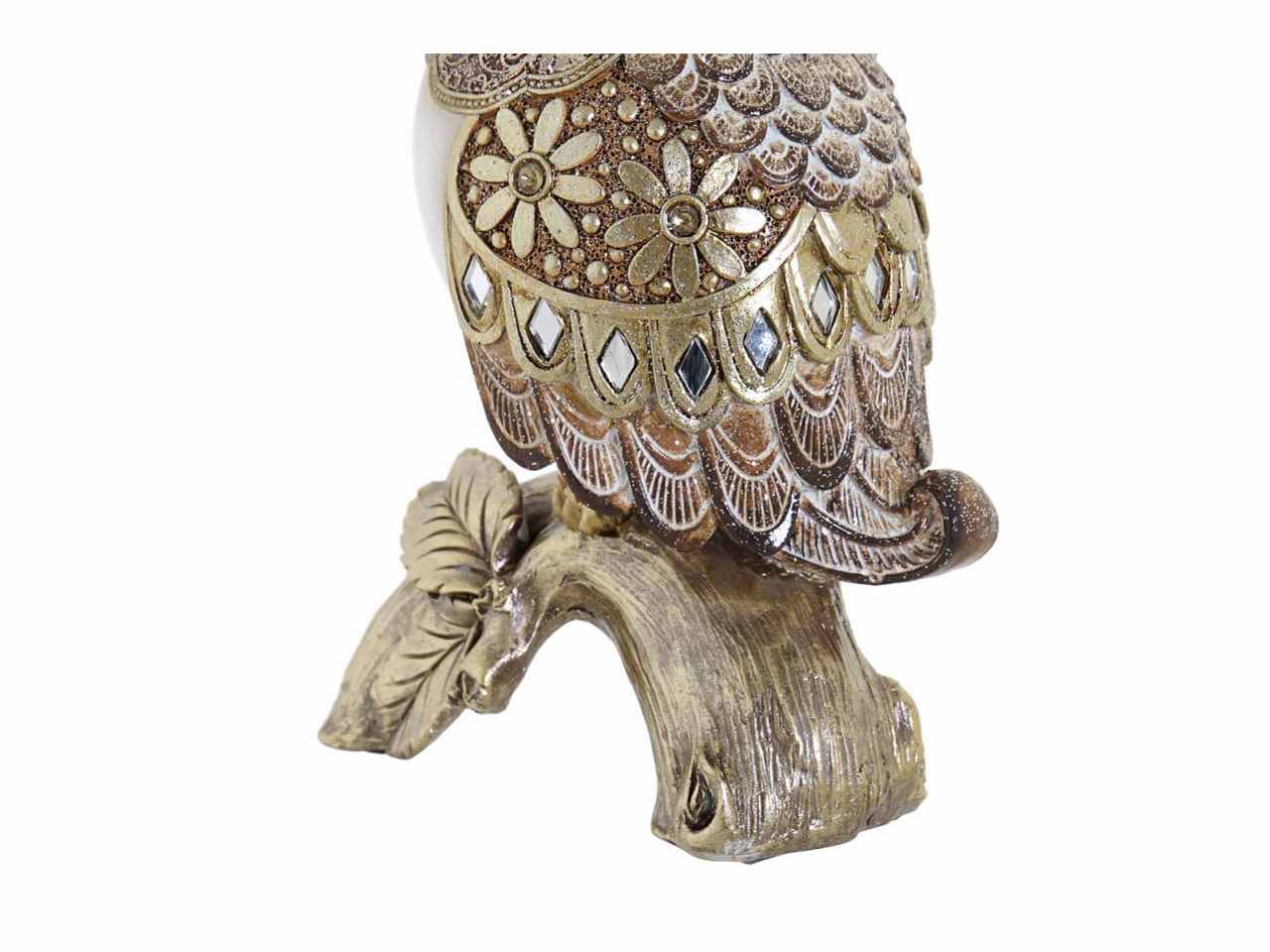 Figura resina 10x7x17cm gufo dorato