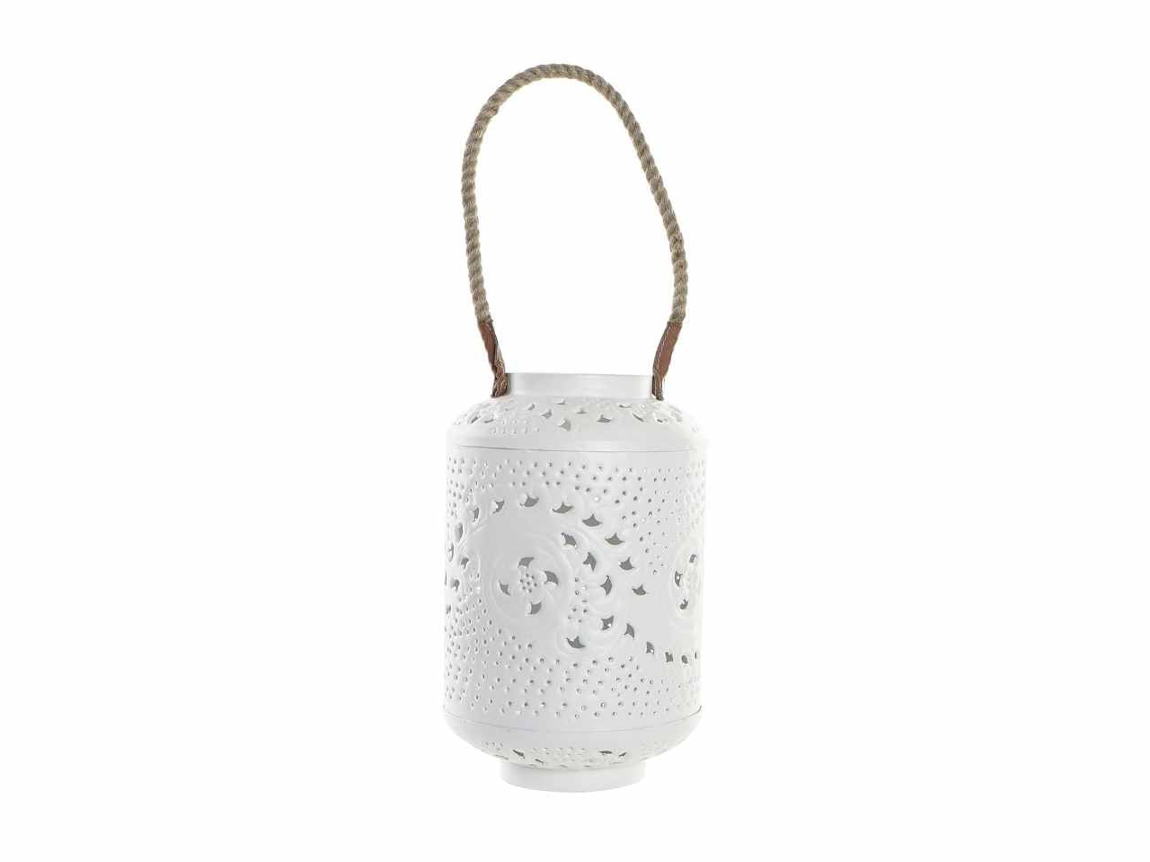 Porta candele met.corda 21x31 bianco pv-186126