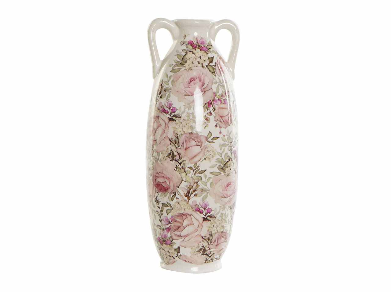 Vaso ceramica 13x15 fiori bianchi ld-188878