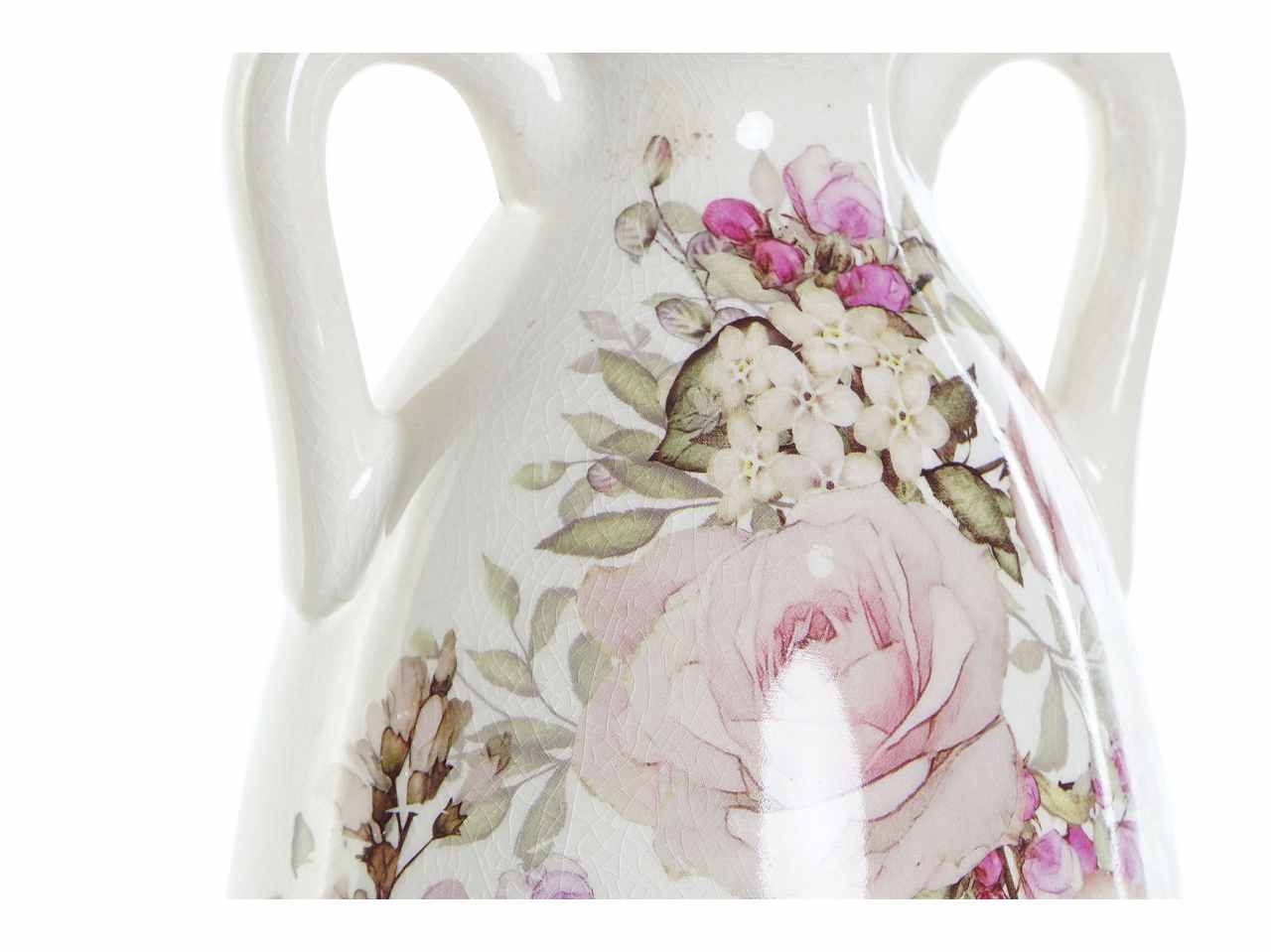 Vaso ceramica 13x15 fiori bianchi ld-188878