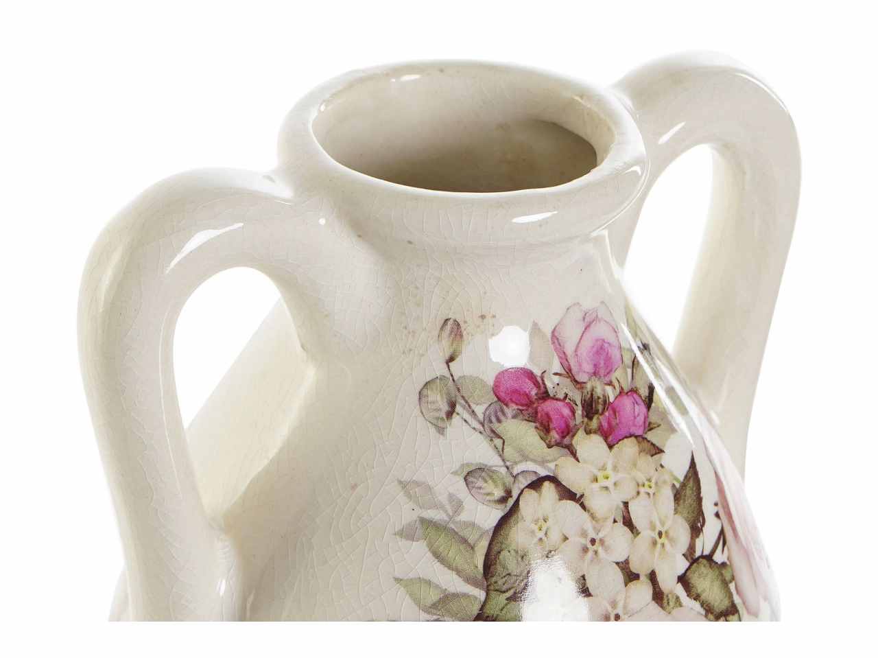 Vaso ceramica 13x15 fiori bianchi ld-188878